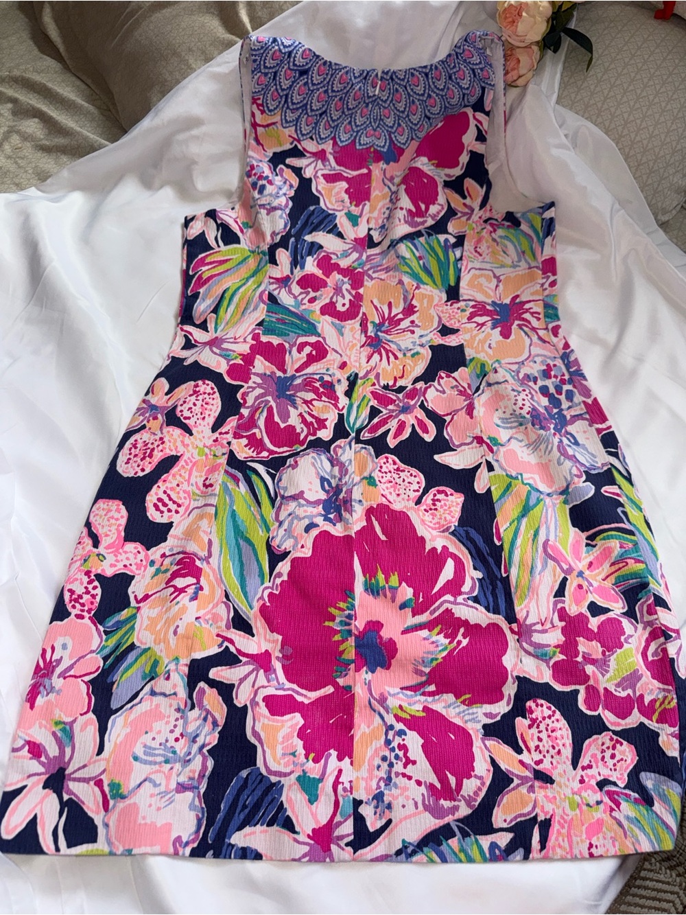 Kids Floral One-Piece Dress - Pink & Navy